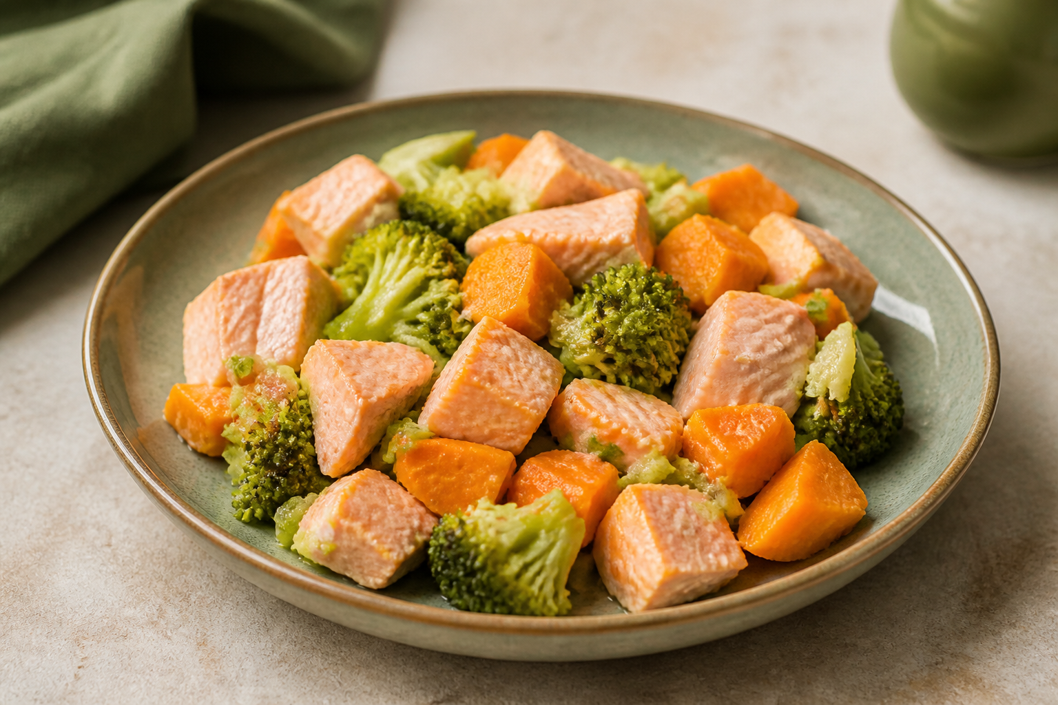 Salmão com Batata-doce e Brócolis
