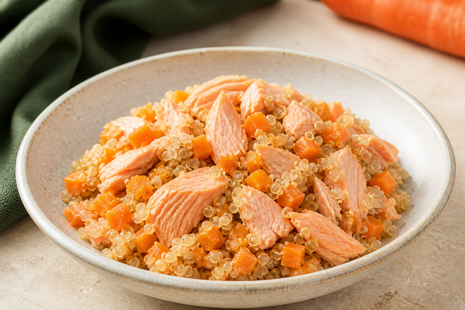 Salmão com Quinoa e Cenoura