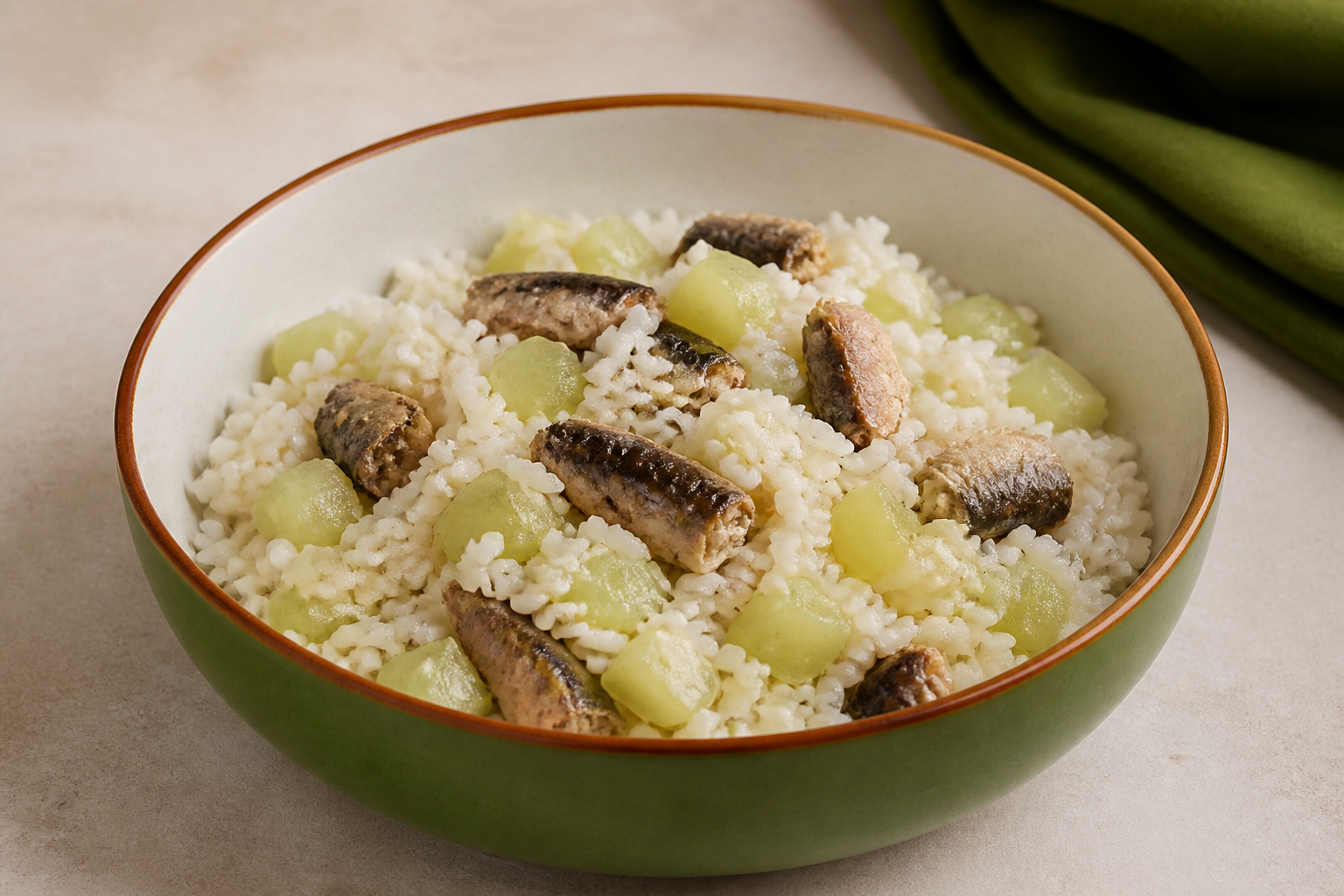 Sardinha com Arroz e Chuchu