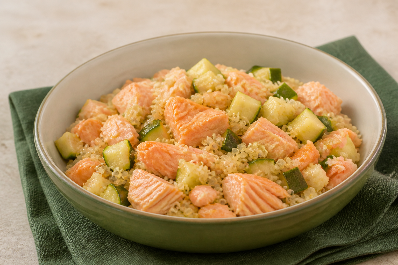 Salmão com Quinoa e Abobrinha