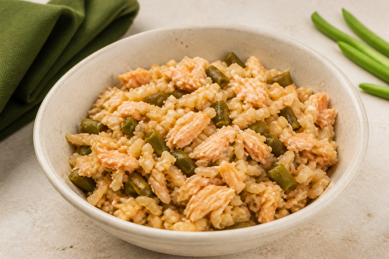 Papinha de Salmão, Arroz e Vagem